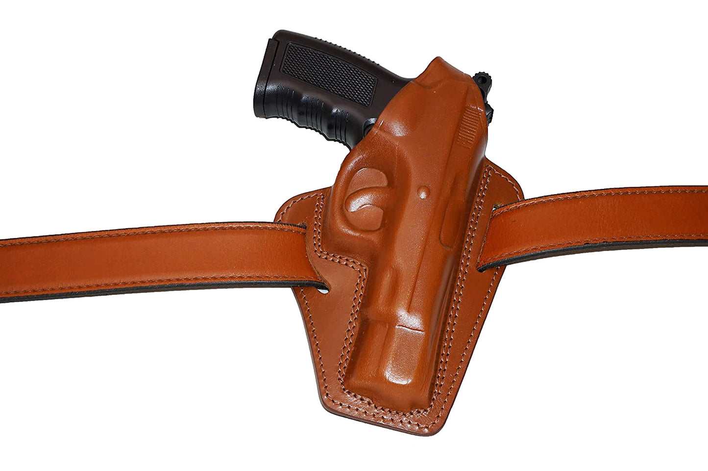 K31105 2 Slot Pancake Leather Holster Thumb Break Closed-end RH & Single Magazine Pouch Fits CZ 75