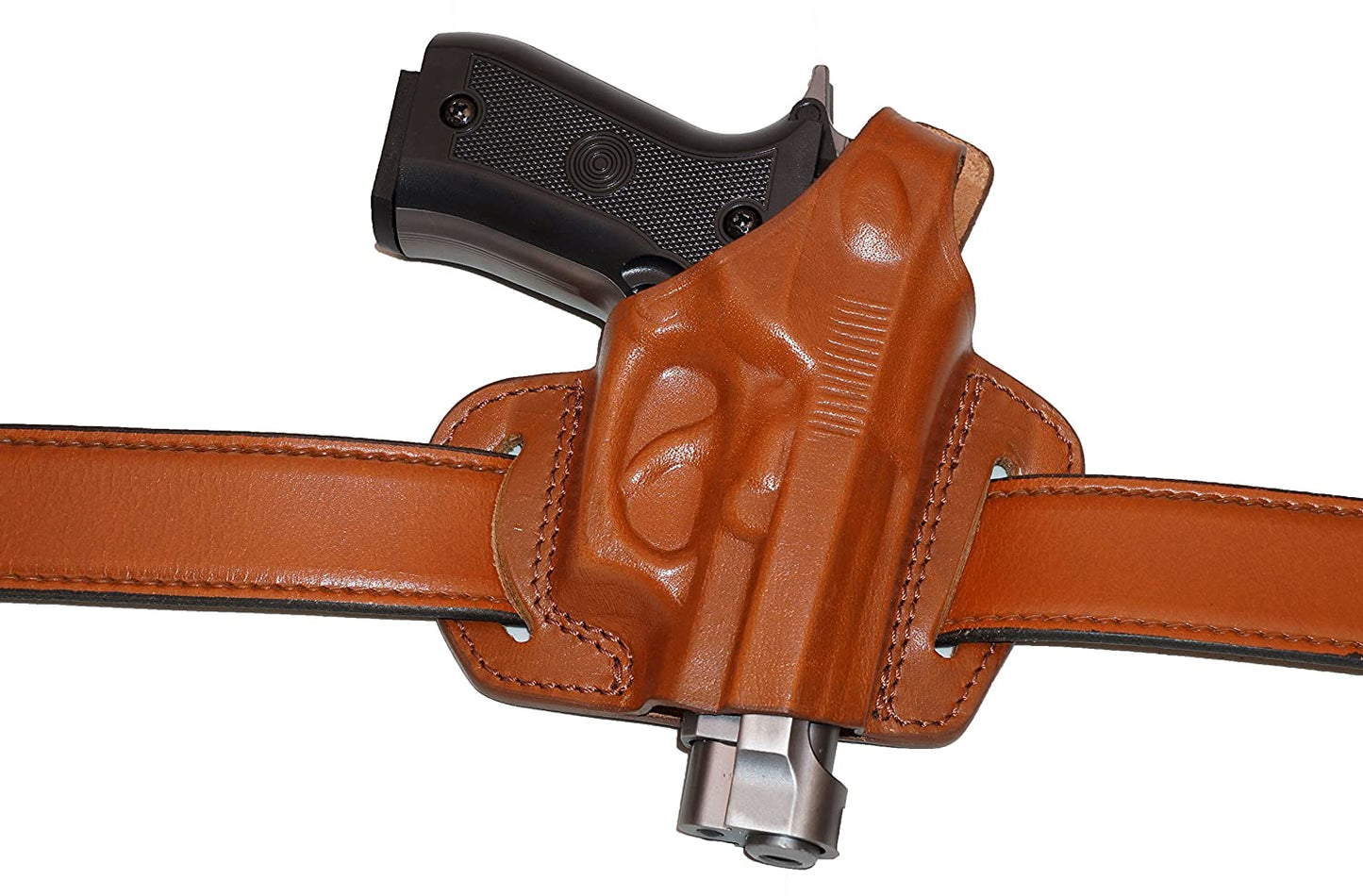 ALIS302 2 Slot Pancake Leather Holster Thumb Break Open-end RH Fits Beretta 84F Handmade!