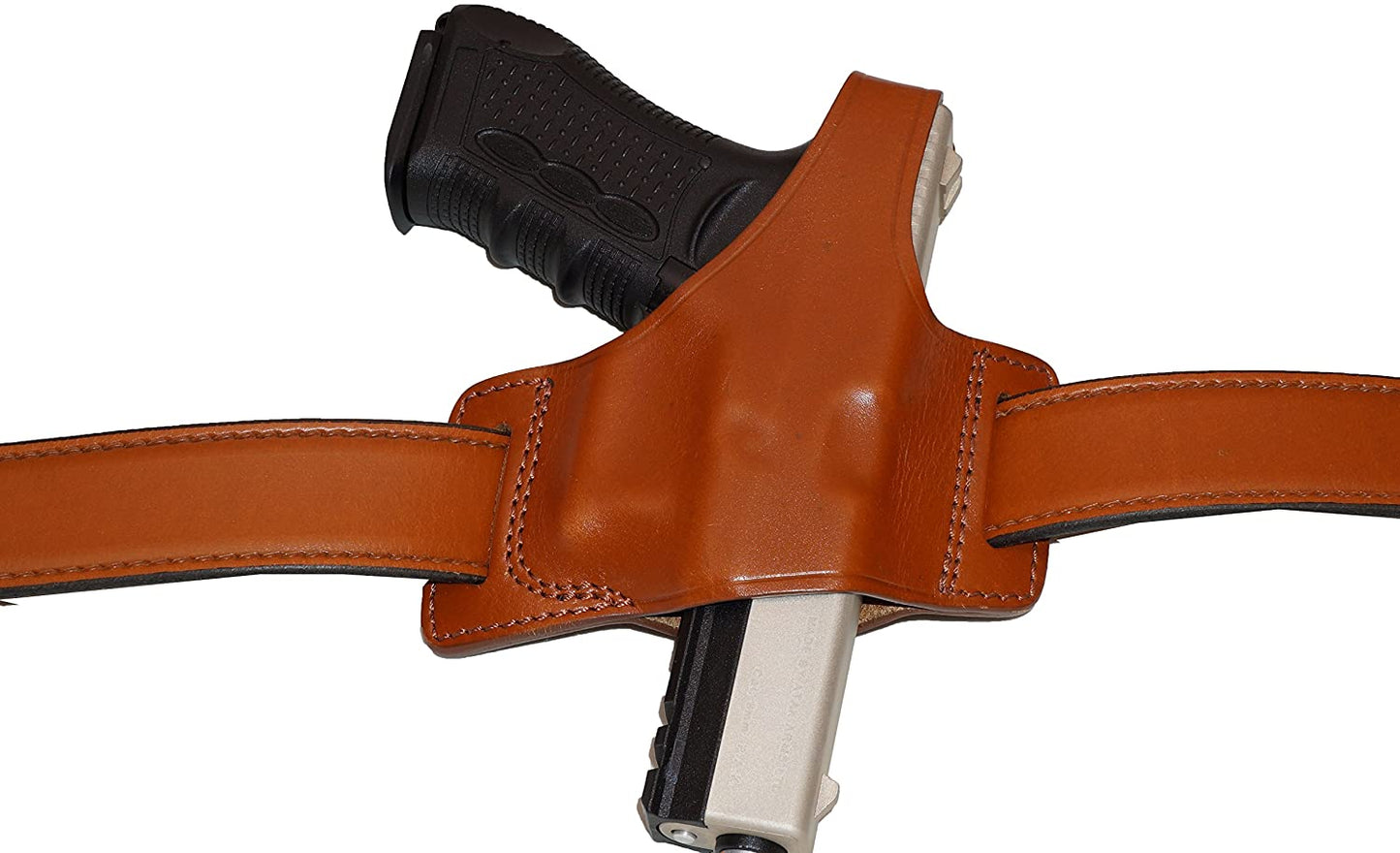 Pancake Leather Holster Fits Glock 17 19 22 23 26 27, Two Slot Hand-Molded Open-end RH Handmade! (ALIS532)