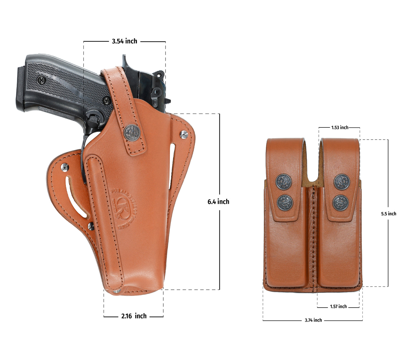 Koltster ALIS44503 Vertical- Horizontal Shoulder & Belt Holster with Double Mag Pouch Fits Colt Springfield Ruger Taurus 1911 RH Handmade! (Black)