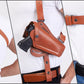 Leather Vertical-Horizontal Shoulder & Belt Holster for 9mm .40 .45 Caliber Semi-Autos 4" Handmade! (ALIS445)
