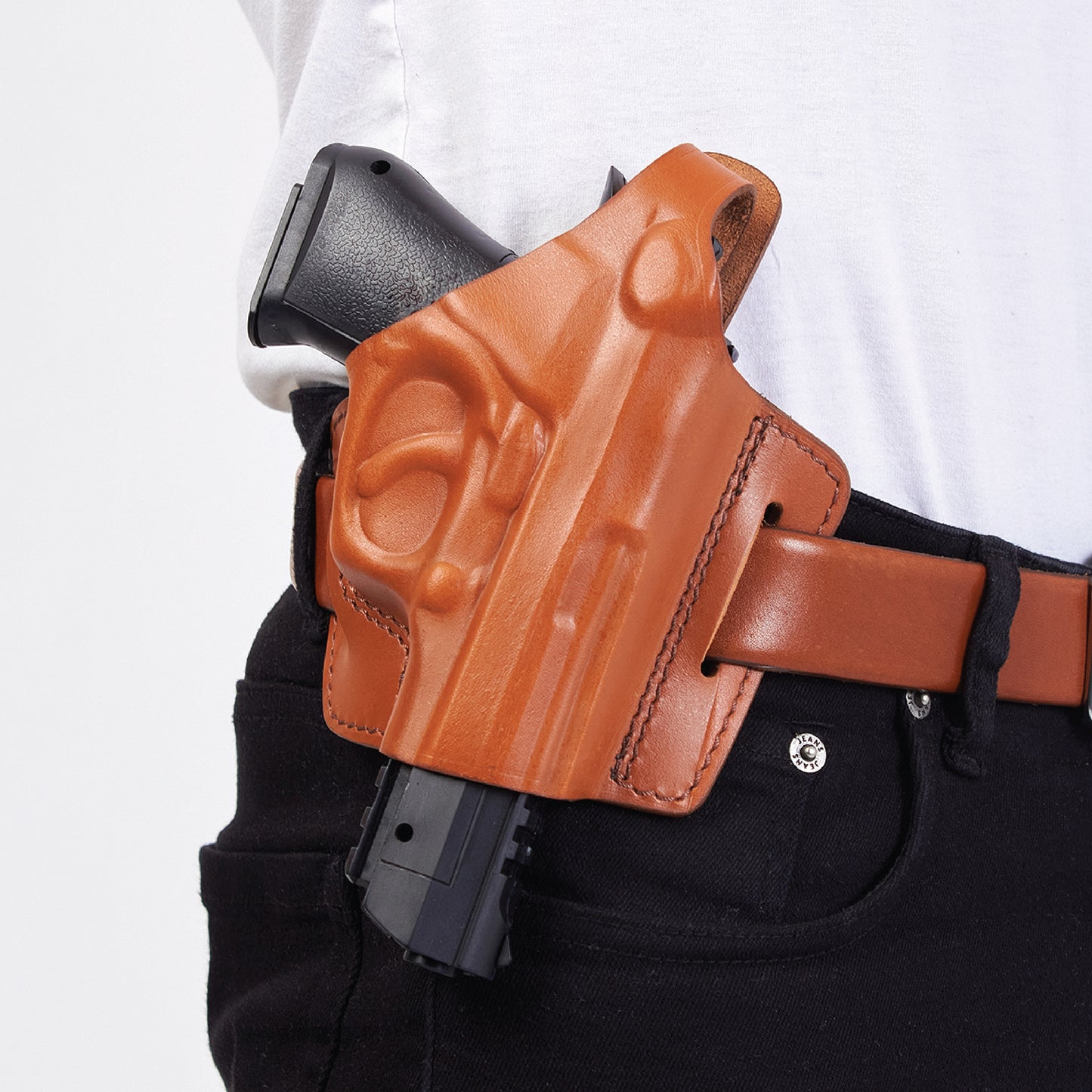 ALIS30406 Pancake Leather Holster Thumb Break RH & Double Magazine Pouch for Beretta 92 92F 96 Taurus 92&99 Handmade!