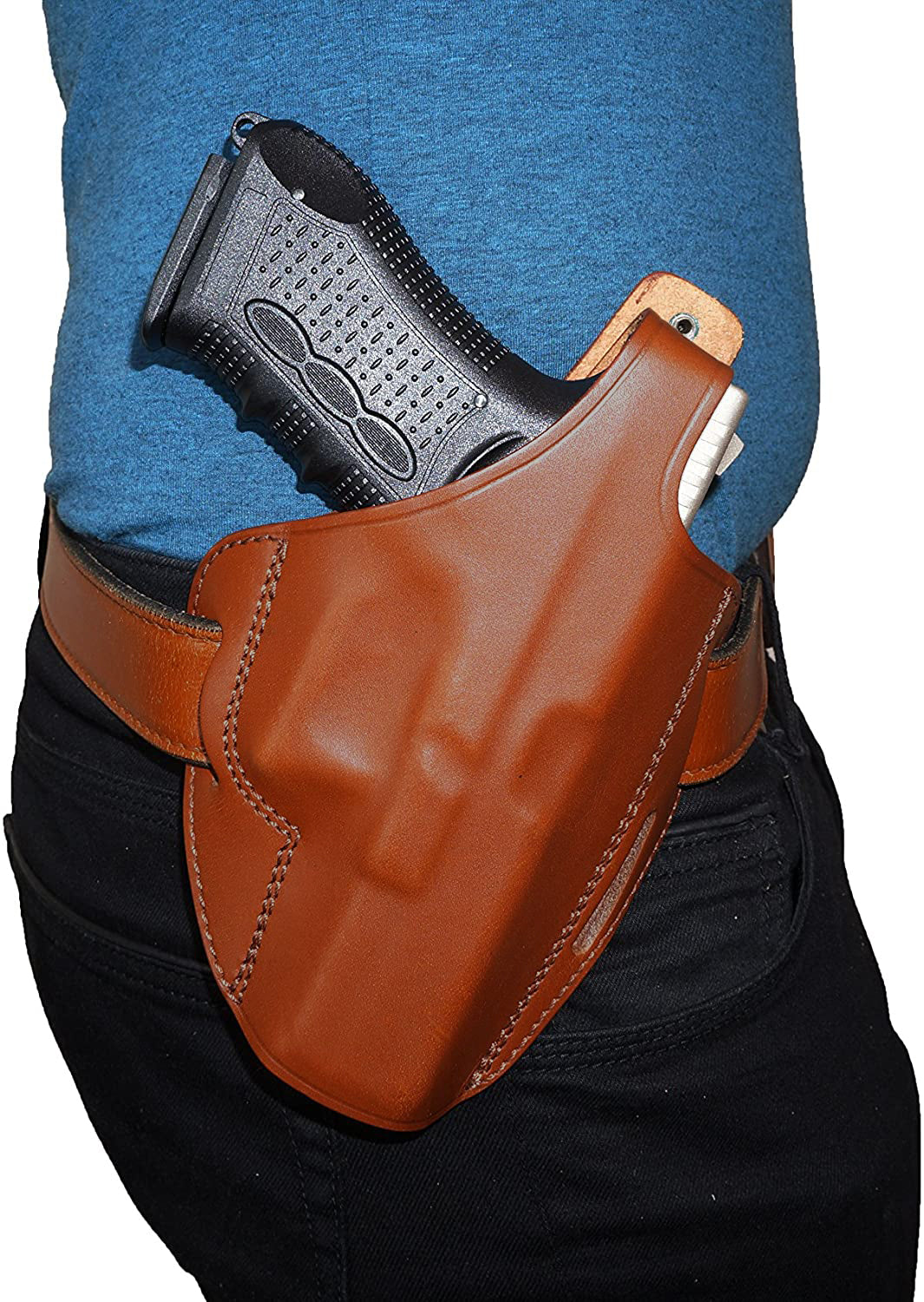 Pancake Leather Holster, Fits Glock 17 Glock 22, Three Slot Hand-Molded RH Handmade (ALIS529)