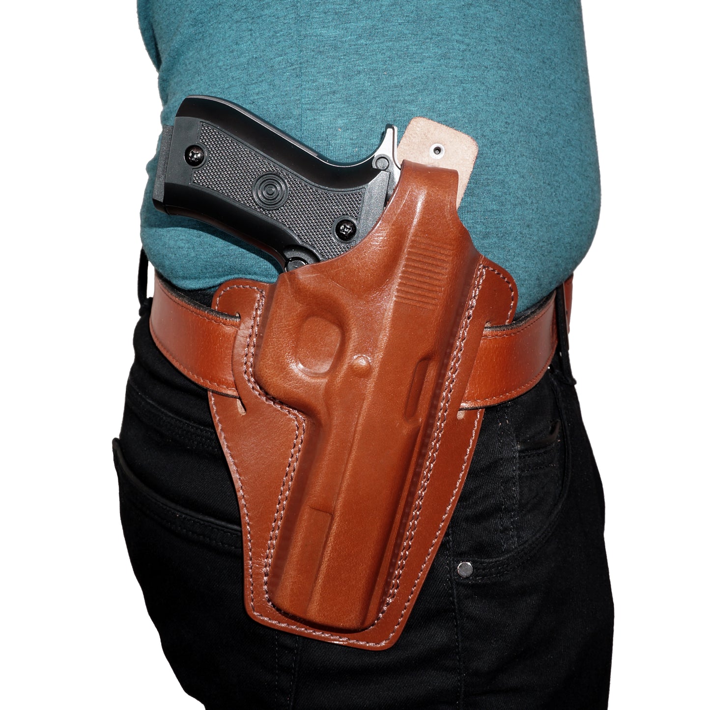 Pancake Leather Holster Thumb Break Fits Beretta 92 92F 96 B803, Taurus 92&99, RH 2 Slot Handmade (ALIS303)