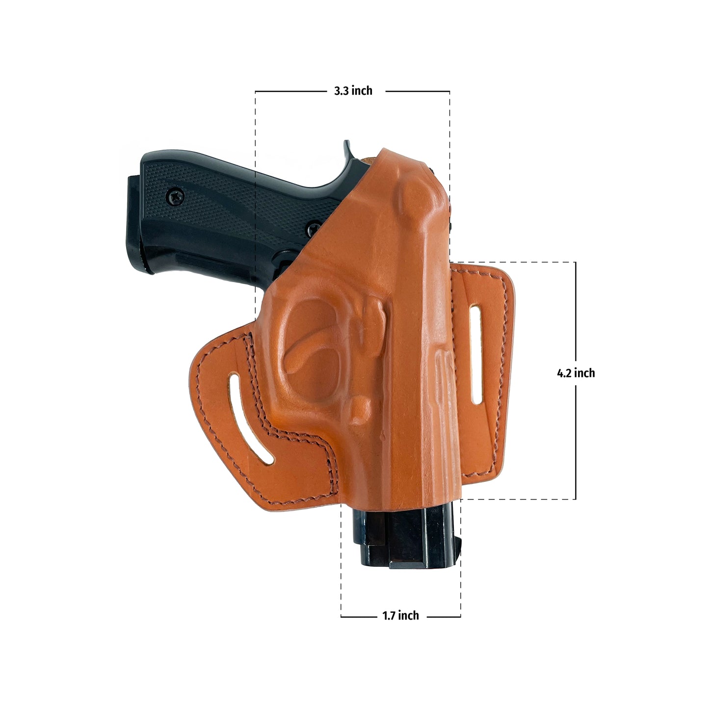 Pancake Leather Holster Thumb Break Open-end Fits Beretta 92 92F 96 B803, Taurus 92&99, RH, 2 Slot, Handmade (ALIS304)