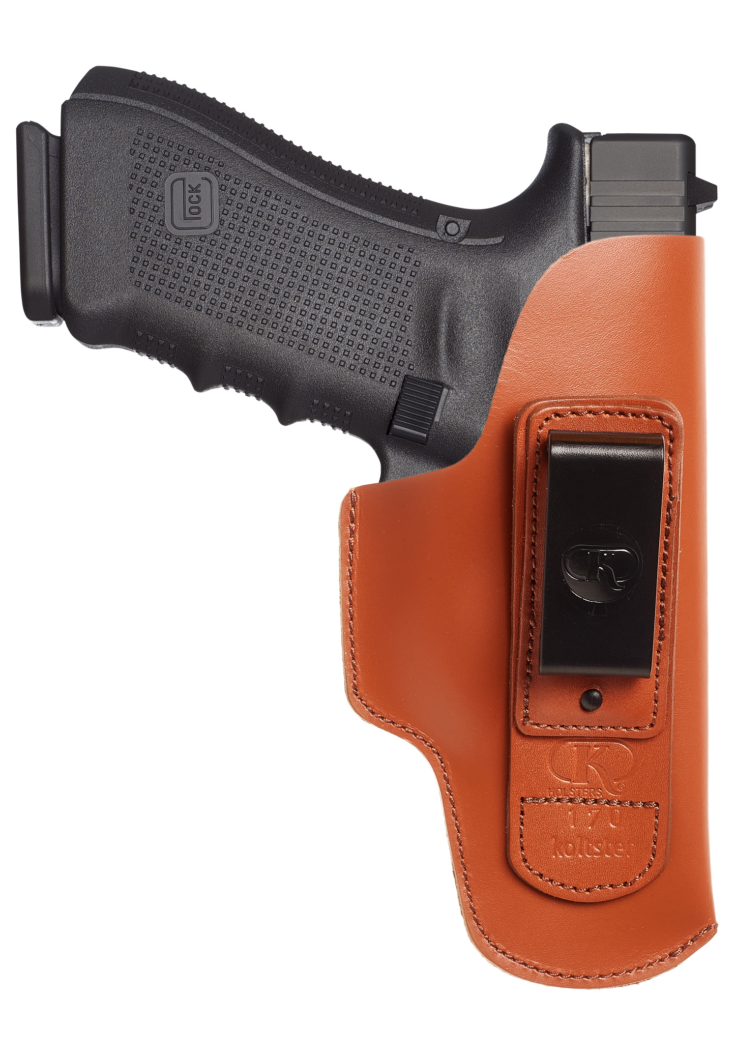 Glock 19 IWB Leather Holster for Glock 17 20 21 31 45 | S&W M&P Shield and Similar Sized Handguns, Concealed Carry Holster with Belt Clip (K170)