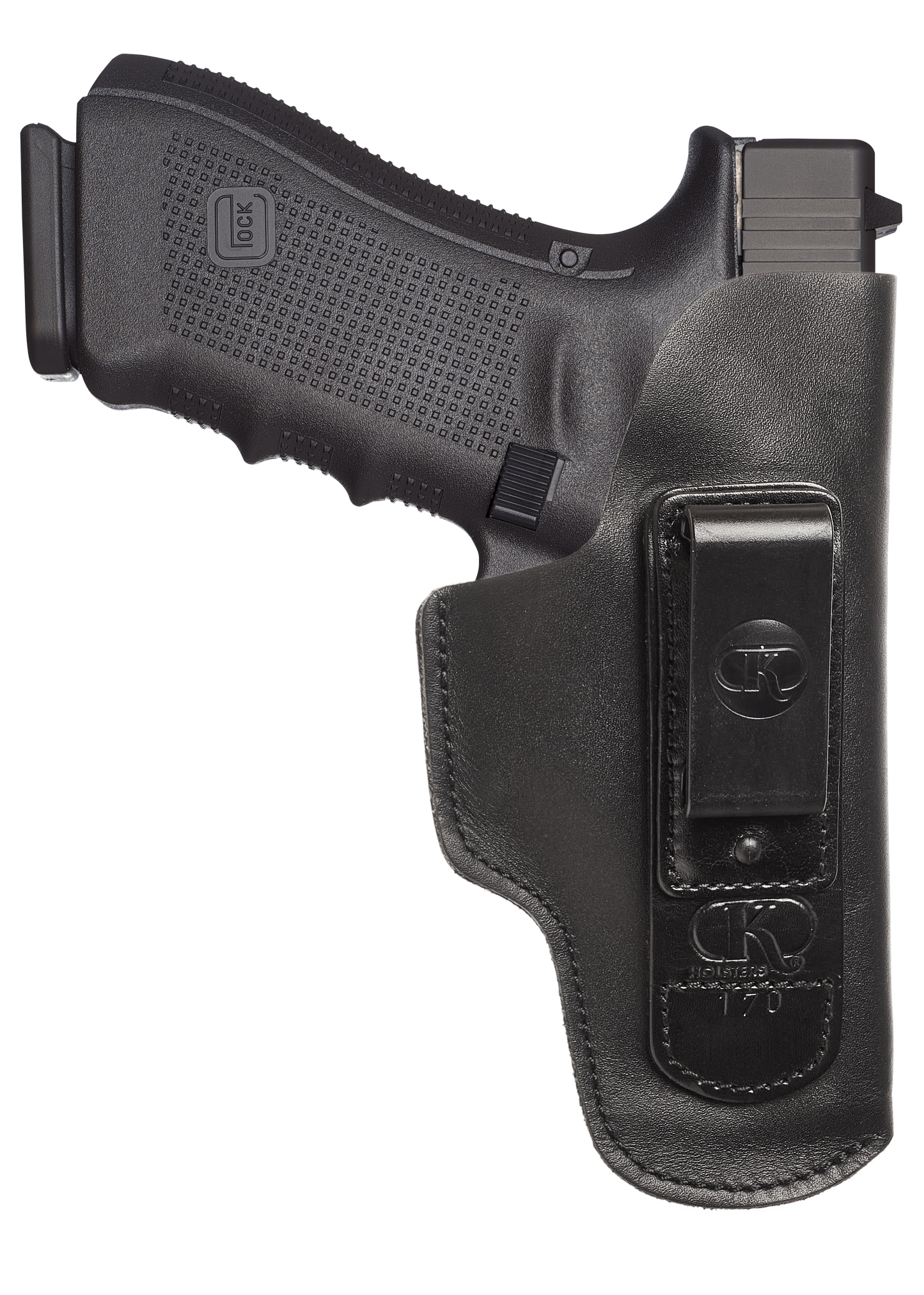 Glock 19 IWB Leather Holster for Glock 17 20 21 31 45 | S&W M&P Shield and Similar Sized Handguns, Concealed Carry Holster with Belt Clip (K170)