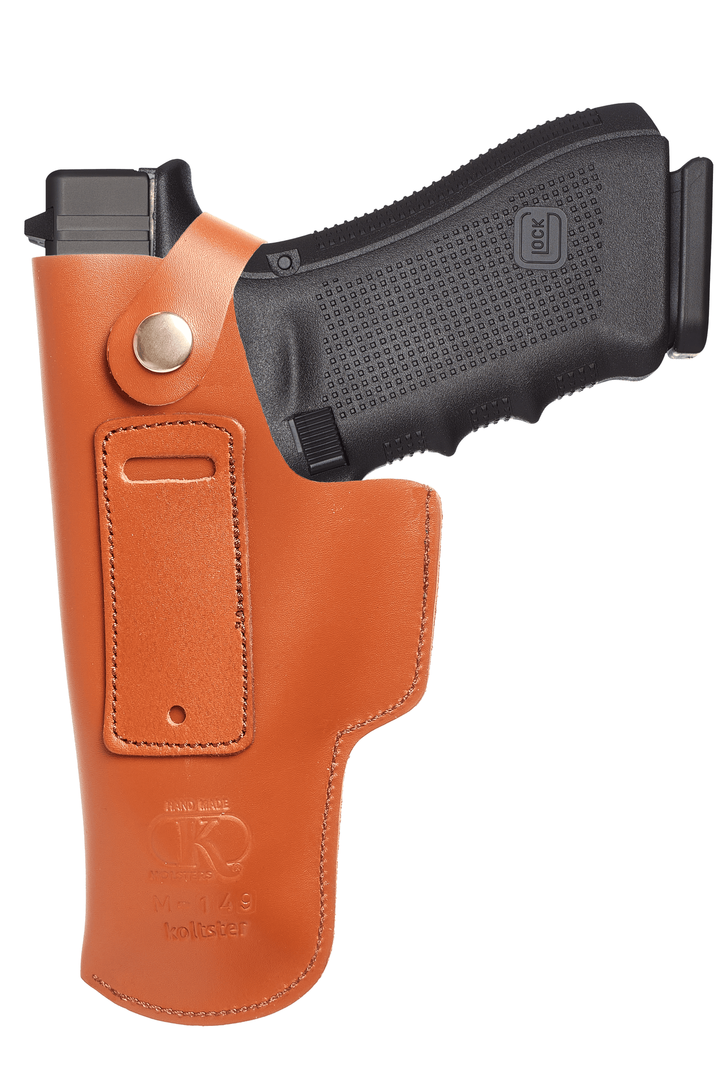 Koltster Leather Holster for Glock 17, IWB Holster for Glock 19 20 21 31 45 | S&W M&P Shield and Similar Sized Handguns, Concealed Carry Genuine Leather Holster with Belt Clip, Black Handmade (KM149)