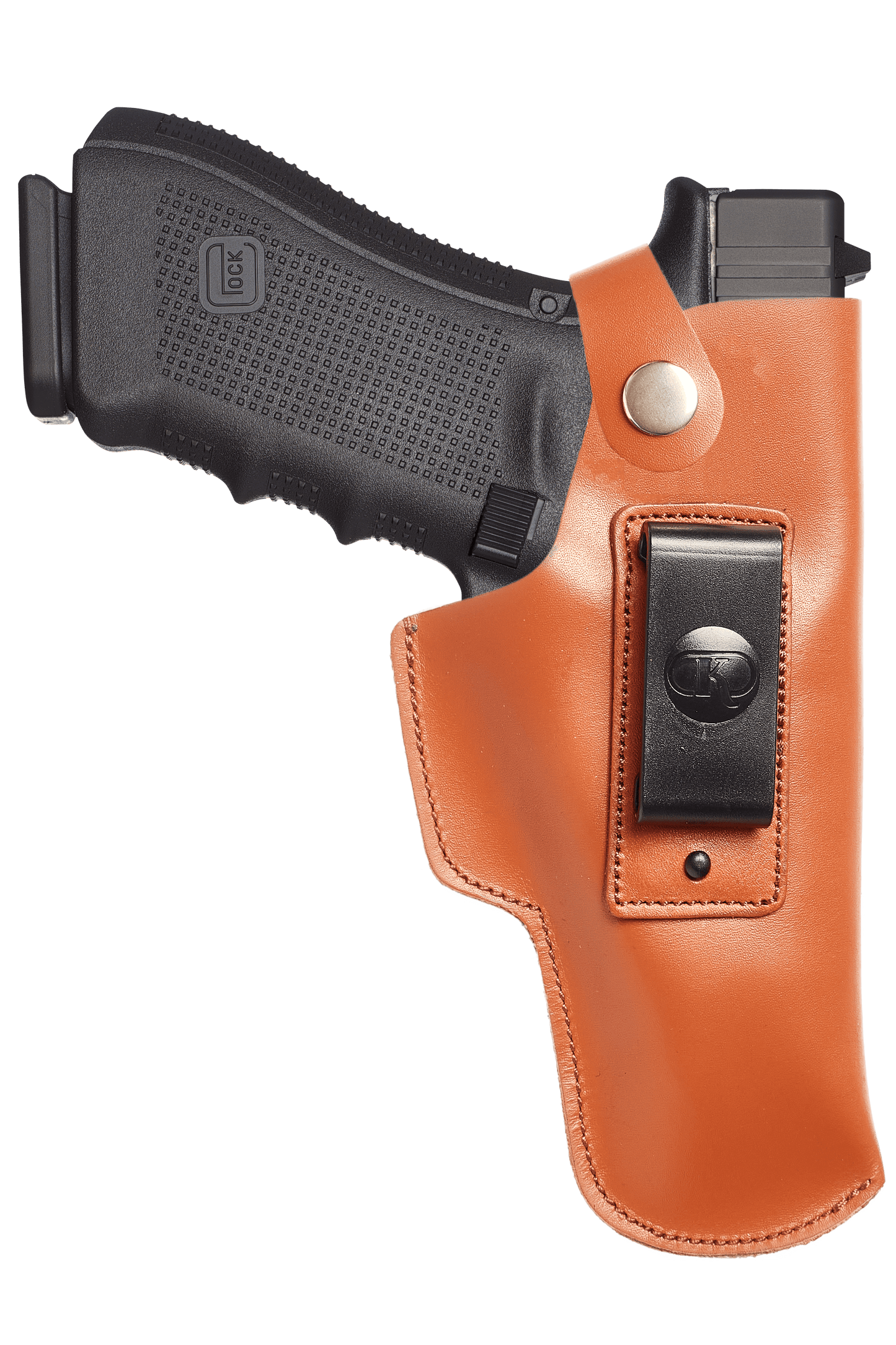 Koltster Leather Holster for Glock 17, IWB Holster for Glock 19 20 21 31 45 | S&W M&P Shield and Similar Sized Handguns, Concealed Carry Genuine Leather Holster with Belt Clip, Black Handmade (KM149)