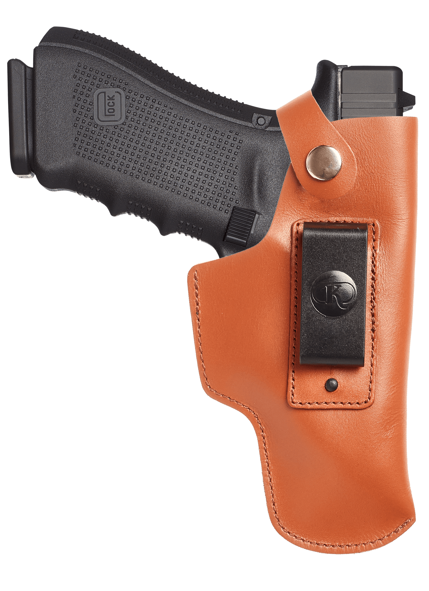 Koltster Leather Holster for Glock 19, IWB Holster for Glock 17 20 21 31 45 | S&W M&P Shield and Similar Sized Handguns, Concealed Carry Genuine Leather Holster with Belt Clip, Black Handmade (KM150)