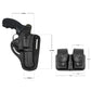 KHS305 Leather Vertical Shoulder & Belt Holster with Double speedloader Fits 357 Magnum & Similar Revolvers 4” Free Extension for Big Body Size!