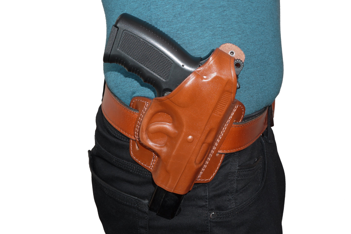 2 Slot Pancake Leather Holster Thumb Break Open-end RH & Double Magazine Pouch Fits CZ 75 RH Handmade! (#K31206)