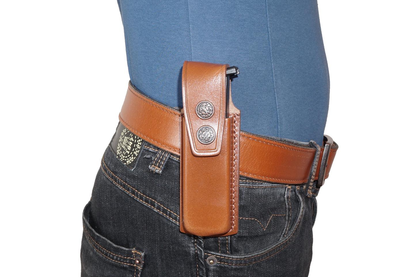 Holster ALISM2001 Two Single Leather Magazine Pouches with Belt Clip for Colt 1911 Handmade!